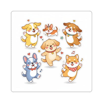Cute Dancing Dogs Kiss-Cut Sticker Pack — Corgi & Puppy Vinyl Decals - Chubby Little Cheeks Co.