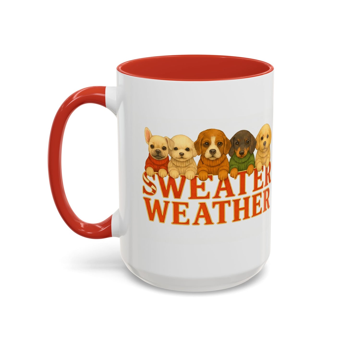 Sweater Weather Mug — Cute Puppies in Sweaters Accent Coffee Mug (150z) - Chubby Little Cheeks Co.