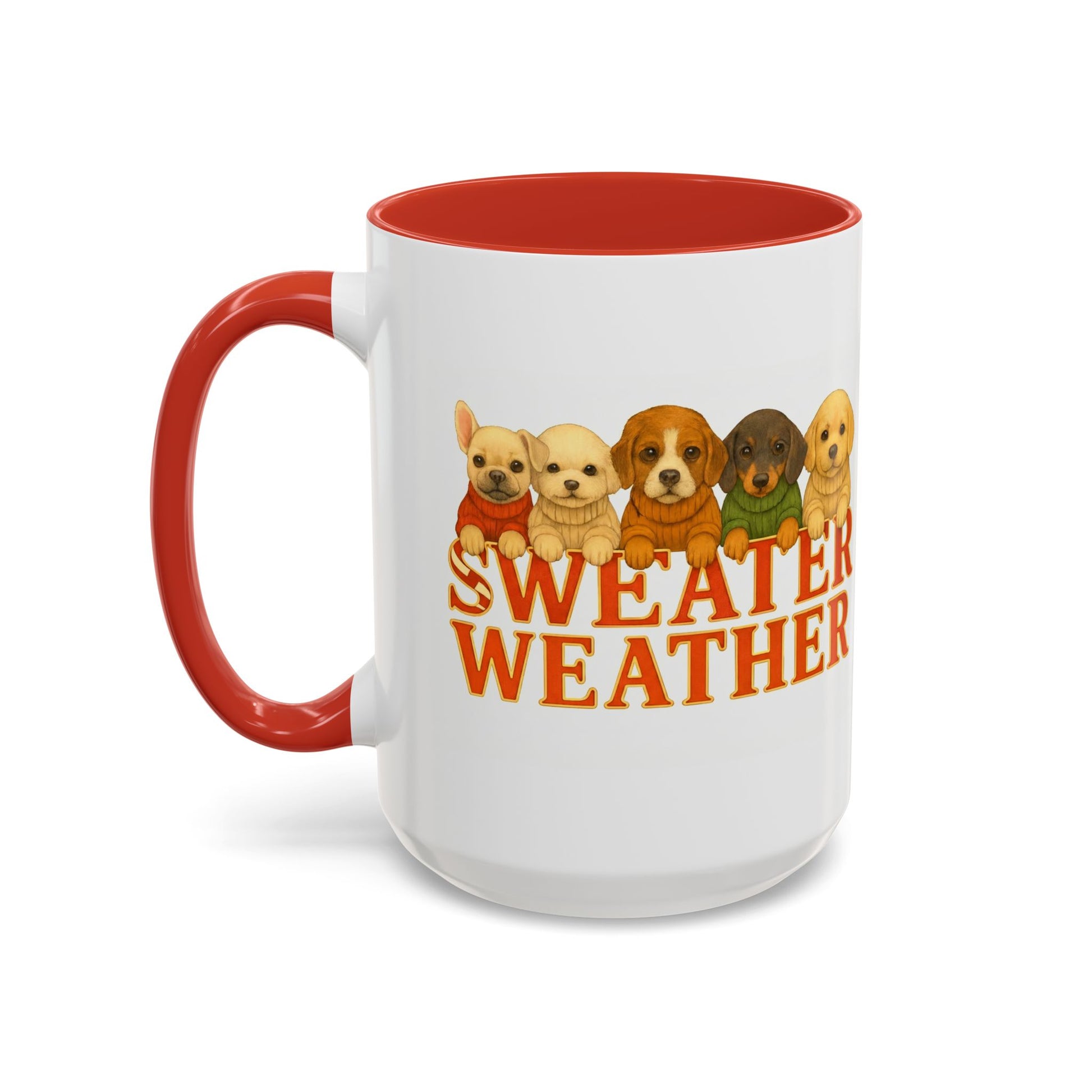 Sweater Weather Mug — Cute Puppies in Sweaters Accent Coffee Mug (150z) - Chubby Little Cheeks Co.