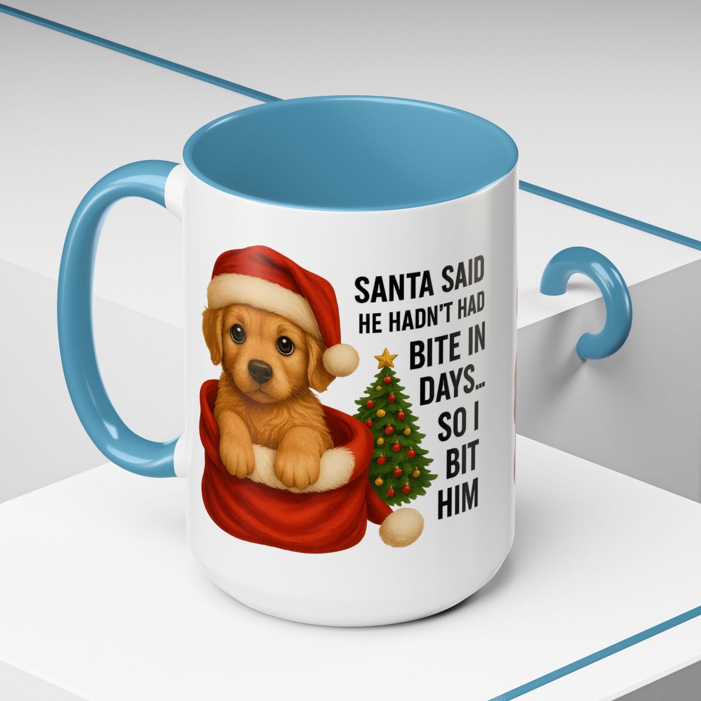 Golden Retriever Bite-In-Days Mug- Holiday Dogs