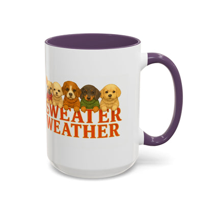 Sweater Weather Mug — Cute Puppies in Sweaters Accent Coffee Mug (150z) - Chubby Little Cheeks Co.