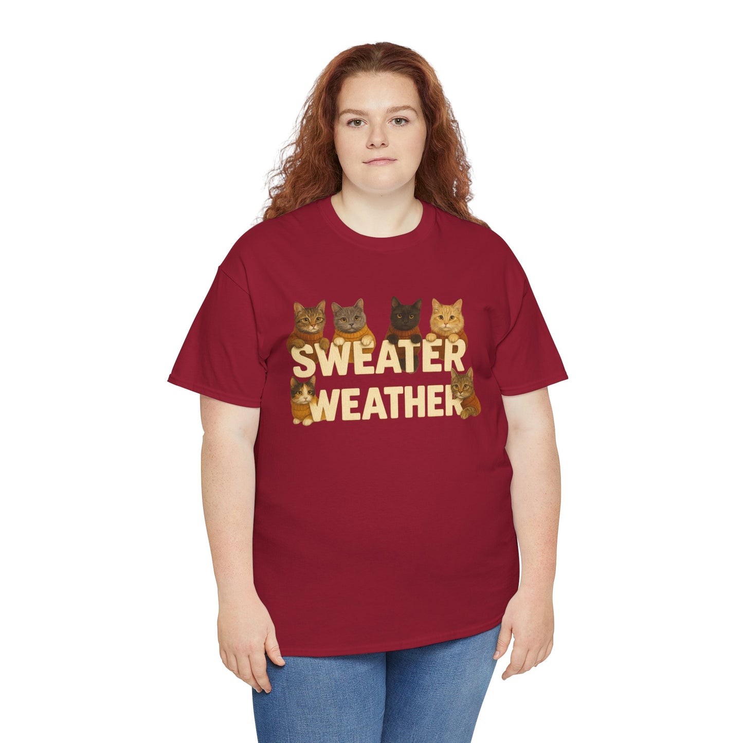 Sweater Weather Cat Tee, Cute Fall Apparel - Chubby Little Cheeks Co.