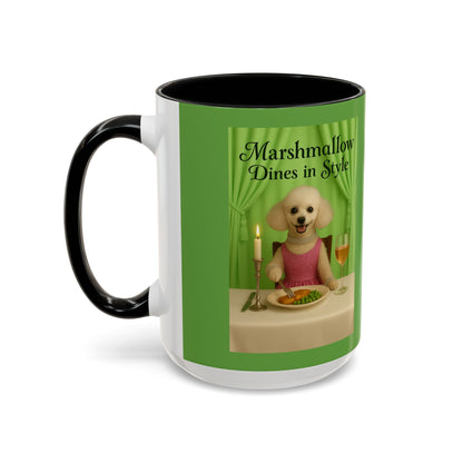 Marshmallow Does The Tango Coffee Mug — Cute Dancing Dog Accent Mug (11/15oz)
