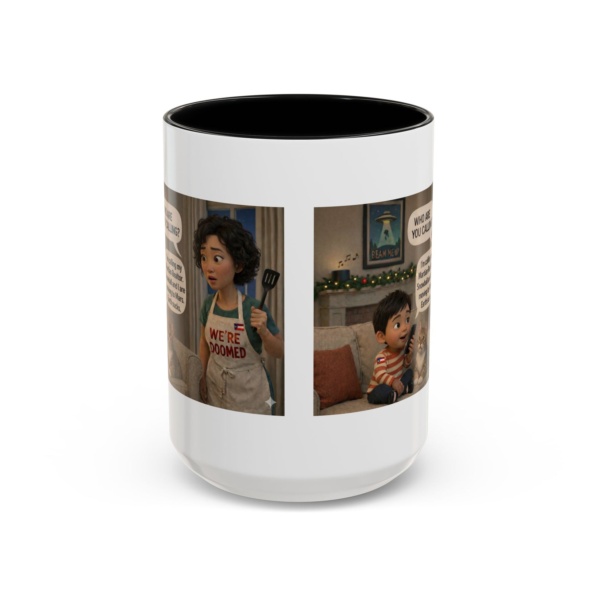 Cat Accent Coffee Mug —“We're Doomed” Funny Asian Mom and Son/Parenting Gift - Chubby Little Cheeks Co.