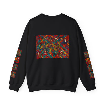 Merry Christmas Pattern Crewneck Sweatshirt — Festive Candy Cane Holiday Sweater