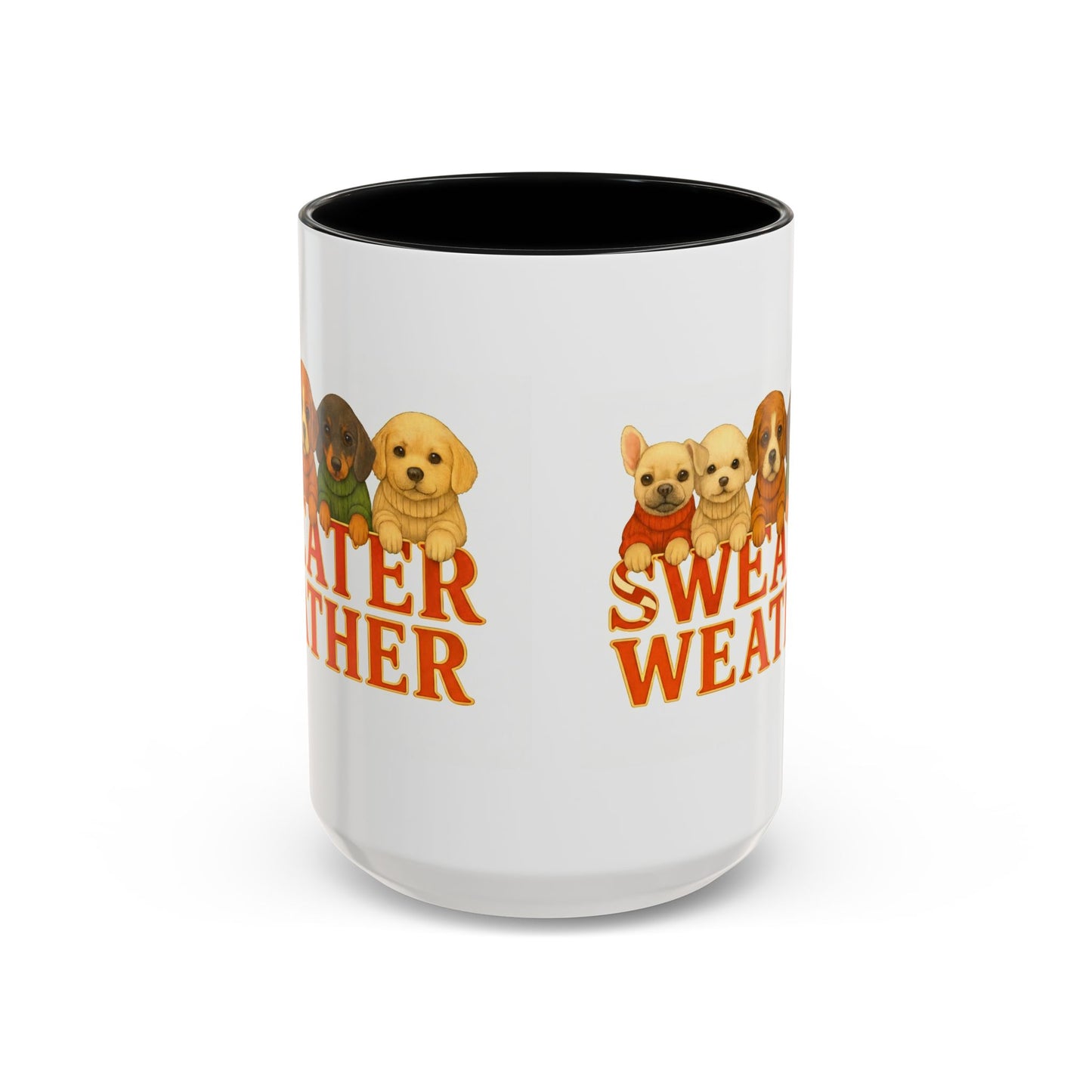 Sweater Weather Mug — Cute Puppies in Sweaters Accent Coffee Mug (150z) - Chubby Little Cheeks Co.