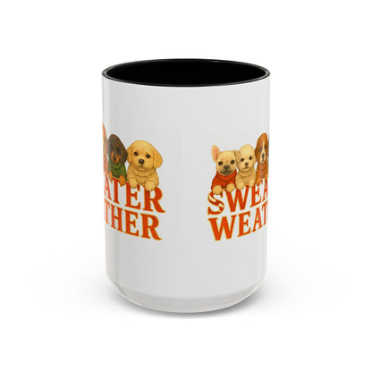 Sweater Weather Mug — Cute Puppies in Sweaters Accent Coffee Mug (150z) - Chubby Little Cheeks Co.