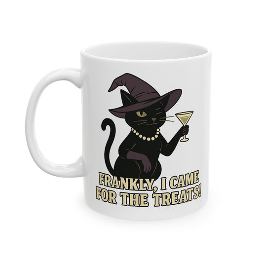 Frankly, I Came For The Treats-Funny Black Cat Ceramic Mug - Chubby Little Cheeks Co.