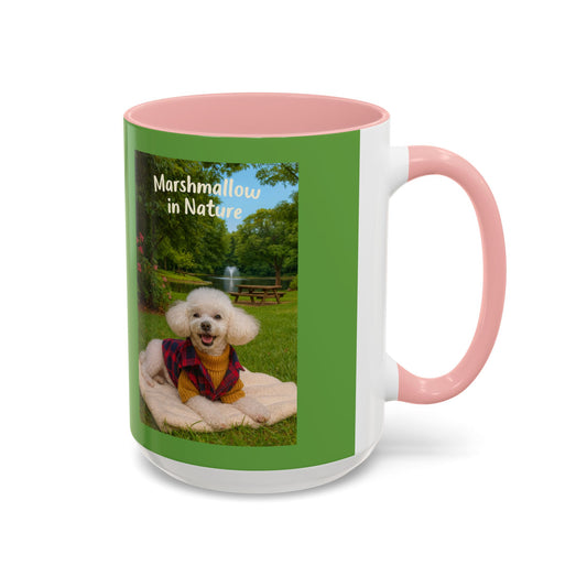 Dog Photo Accent Coffee Mug — "Marshmallow in Nature" Personalized 15oz - Chubby Little Cheeks Co.
