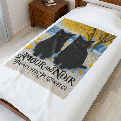 Amour and Noir Black Cats - Velveteen Plush Blanket