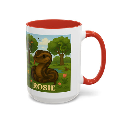 Personalized Rosie Snake Coffee Mug — Cute Woodland Reptile Accent Mug (11/15oz)