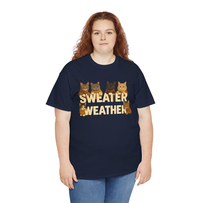 Sweater Weather Cat Tee, Cute Fall Apparel - Chubby Little Cheeks Co.