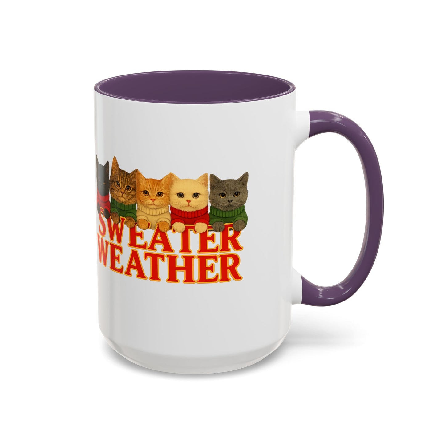 Sweater Weather Mug — Cute Kittens in Sweaters Accent Coffee Mug (150z) - Chubby Little Cheeks Co.