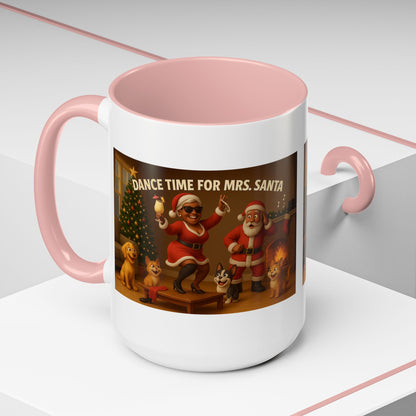 "Dance Time for(Blk) Mrs. Santa" Festive Holiday Mug (15oz)