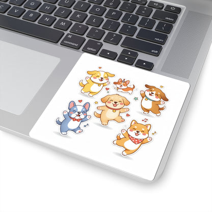 Cute Dancing Dogs Kiss-Cut Sticker Pack — Corgi & Puppy Vinyl Decals - Chubby Little Cheeks Co.